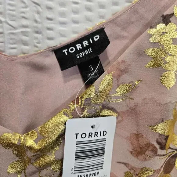 Torrid Sophie Double Layer Cami Women's 3XL Pale Mauve & Gold Fairy Romantic NWT - Picture 5 of 8